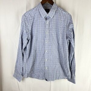 UNTUCKit Shirt Men's Large Slim Blue Check Durif Wrinkle Free Long Sleeve Button